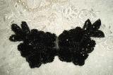 Black  5" Sequin Beaded Applique K8116