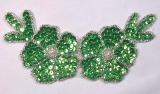 Neon Lime  Floral  5" Sequin Beaded Applique K8116