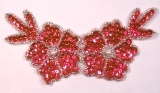 Orange Pink Neon 5" Sequin Beaded Applique K8116
