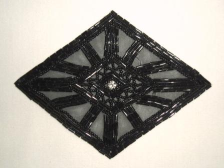 K8120  Black  Rhinestone Diamond Beaded Applique 5.75"