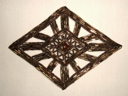 K8120  Bronze Diamond Beaded Applique 5.75"