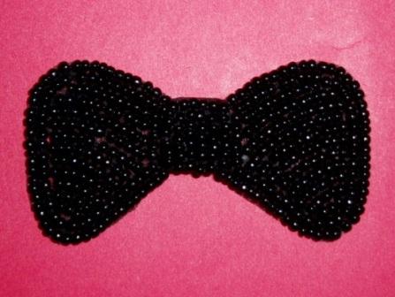 K8137A  Black Small Bow Beaded Applique 2.5"
