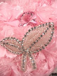 K8264 Silver Leaf Rhinestone Beaded Applique 3.5"