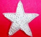 K8272  White AB Star Sequin Beaded Applique 2.5"