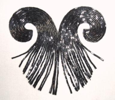 K8384   Gunmetal Curl 5" Beaded Applique