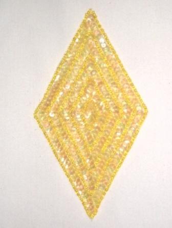 k8385 Yellow Diamond Sequin Beaded Applique 5.5"