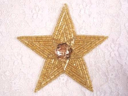 K8387  Gold Star Sequin Beaded Applique 3.75"