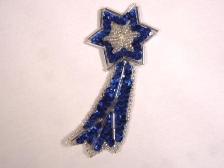 K8388  Royal Blue Shooting Star Sequin Beaded Applique 4"