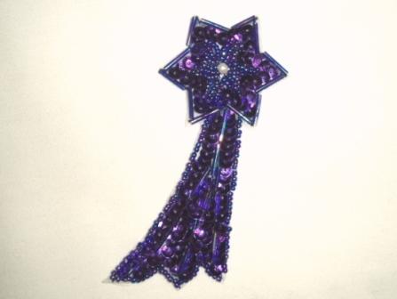 K8388  Purple Shooting Star Sequin Beaded Applique 4"