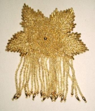 K8389  Gold Epaulet Sequin Beaded Applique 4.25"