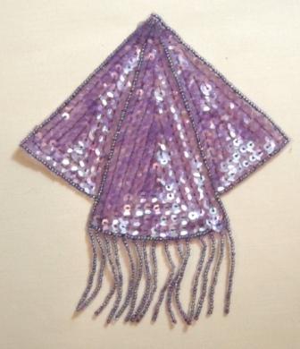 K8401   Lavender AB Triangle Epaulet Sequin Beaded Applique  5.25"