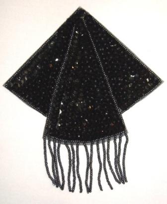 K8401  Black  Gunmetal Triangle Epaulet Sequin Beaded Applique  5.25"