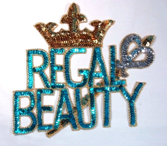 Regal Beauty Crown Sequin Beaded Applique 0011