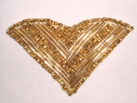 K8615  Gold  V  Shaped  Beaded Applique