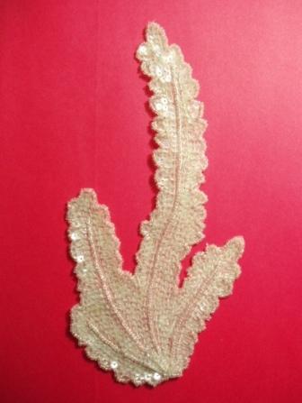 K8621 Crystal AB Seaweed  Sequin Beaded Applique 8.5"