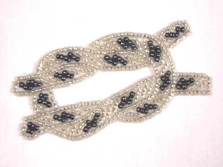 K8625  Gunmetal & Silver Knot Beaded  Applique 3"