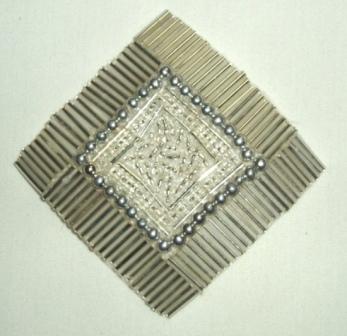 K8629  Silver Diamond Square 3.25" Beaded Applique