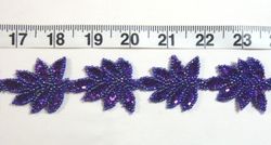 T8633 Purple Leaf  Vine Sequin Beaded Trim
