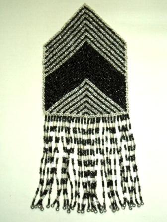 k8738 Silver Black Epaulet Sequin Beaded Applique 8.5"