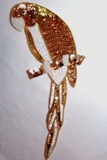 Parrot Sequin Beaded Applique Gold White K8746A
