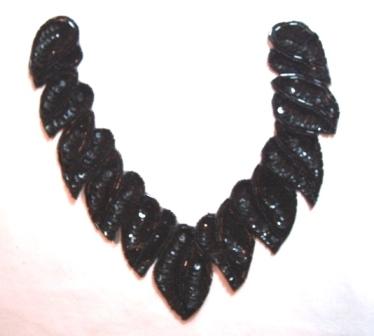 K8753  Black Collar Sequin Beaded Applique 8"