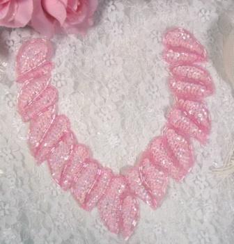 K8753  Pink AB  Collar Sequin Beaded Applique 8"