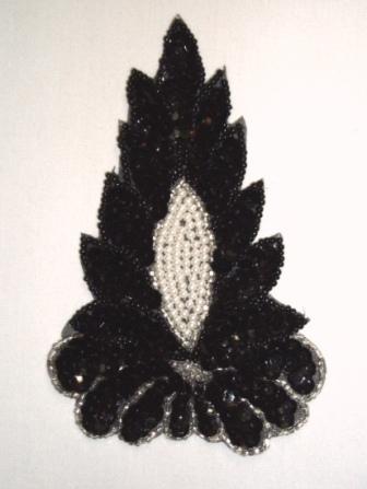 K8759  Black Victorian Pearl 5.5" Sequin Beaded Applique