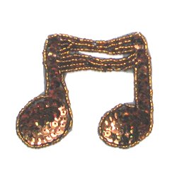 E722 Bronze Double Note Sequin Applique 3"