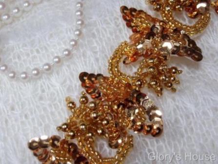 T8903  Gold Sequin Beaded Trim or Applique