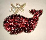 Red Whale 5" Sequin Beaded Applique K8861