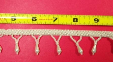 T8870 White Pearl Bridal Beaded Fringe Sewing Trim