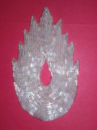 K8899 Crystal AB Flame Beaded Applique  4.5"