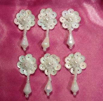 T8904   White AB Dangle Beaded Appliques