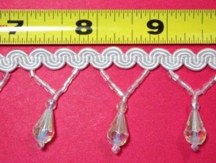 T8928  Crystal AB Beaded Fringe Sewing Trim 1.5"