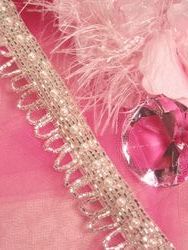 T9033  Silver  Pearl Beaded Trim 1"