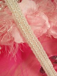 T9036 White Pearl 2 Row Beaded Trim 0.5"