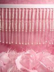 T9149 White Pearl Beaded Fringe Trim 3.5"