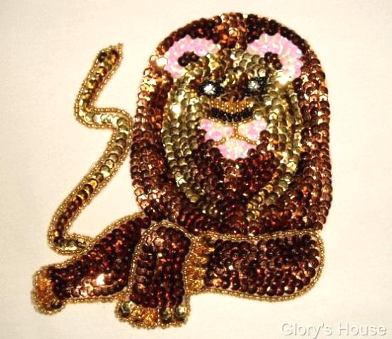 0092ABC  Lion of Tribe of Judah 6" Sequin Beaded Applique