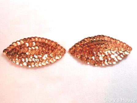 K8263  Set of ( 2 )  Gold Eye Pair Sequin  Appliques  2.5"