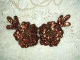 Bronze Floral  5" Sequin Beaded Applique K8116
