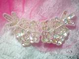 Crystal AB Floral  5" Sequin Beaded Applique K8116