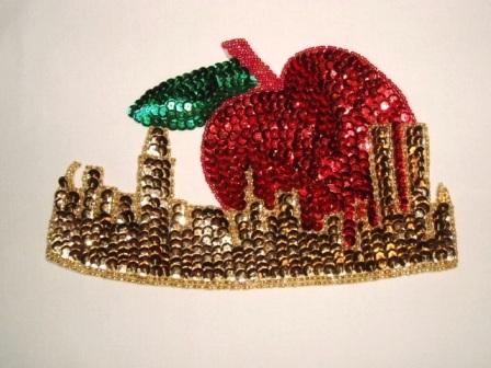 K9277  Twin Towers Big Apple Sequin Beaded Applique 7.75"
