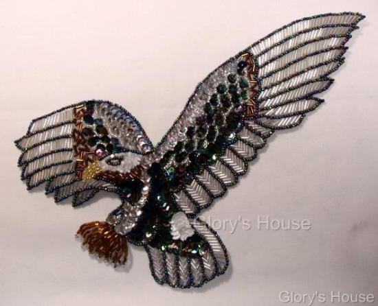 Eagle  bird 10" Sequin Beaded Applique  0071