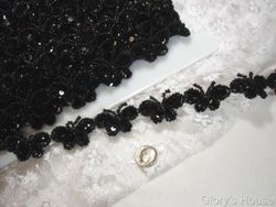 T9516  Black Butterfly Sequin Beaded Applique or Trim