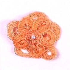 E5552 Peach Double Floral Bouquet Applique 2.5"