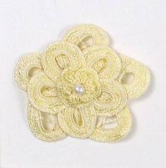 E5552 Yellow Double Floral Bouquet Applique 2.5"