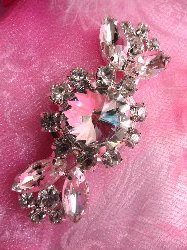 ACT/TS116/A Silver Crystal Clear Rhinestone Applique Embellishment 2.5"