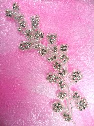 ACT/JB36/A  Vine of Life Silver Beaded Crystal Rhinestone Applique 7.5"
