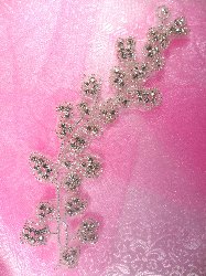 ACT/JB36/B  Vine of Life Silver Beaded Crystal Rhinestone Applique 7.5"