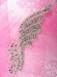 ACT/JB39/A  Savannah Silver Beaded Crystal Rhinestone Applique 6"